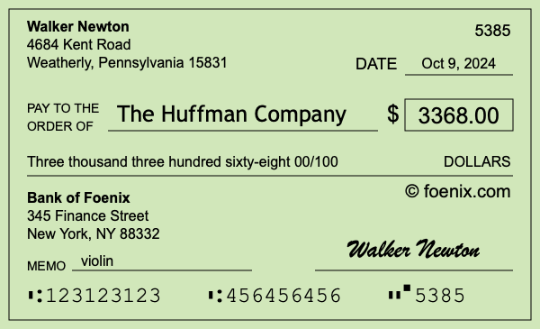 How to write a check for $3,368