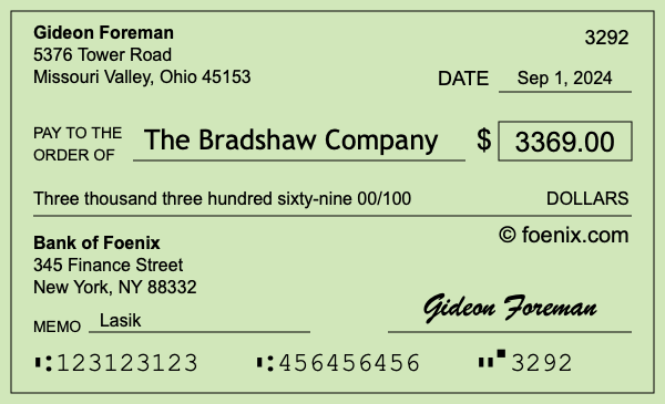 How to write a check for $3,369