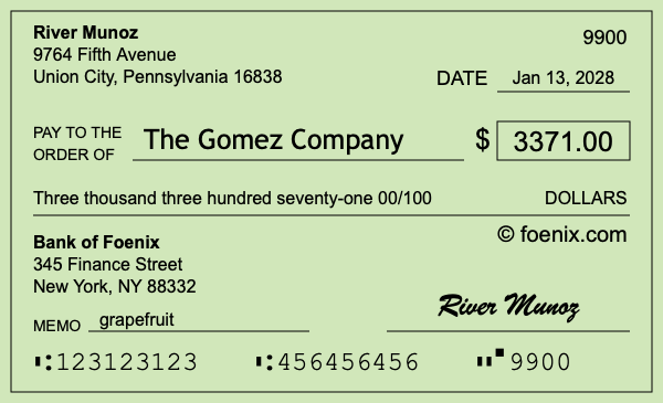 How to write a check for $3,371
