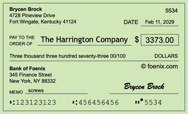 How to write a check for $3,373