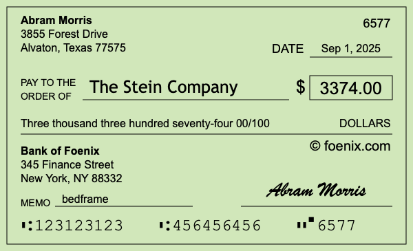 How to write a check for $3,374