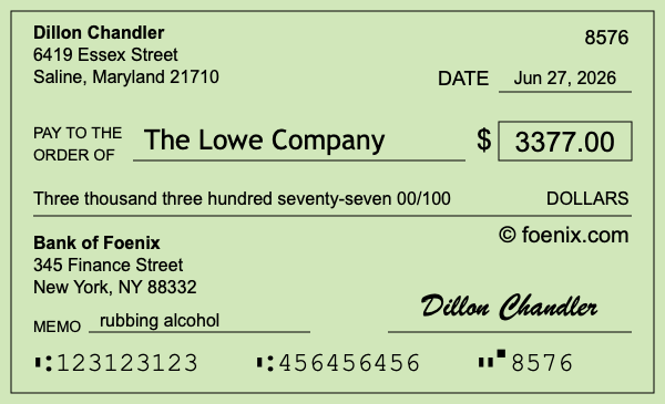 How to write a check for $3,377