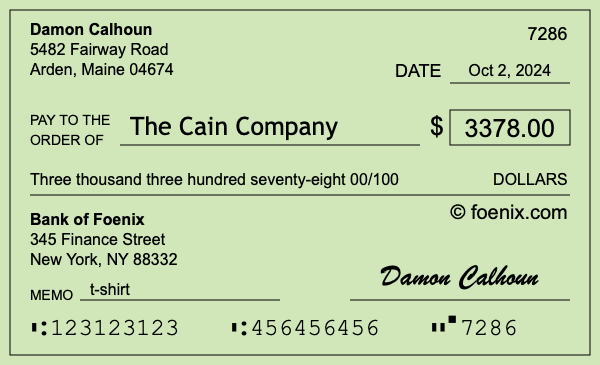 How to write a check for $3,378