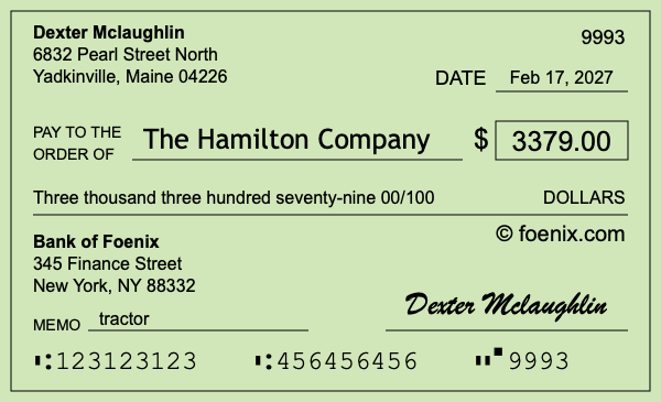 How to write a check for $3,379