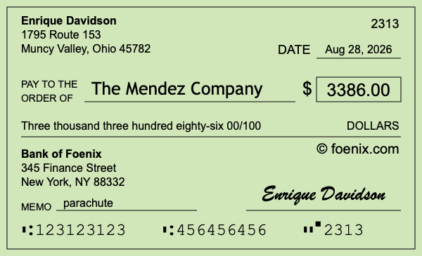 How to write a check for $3,386