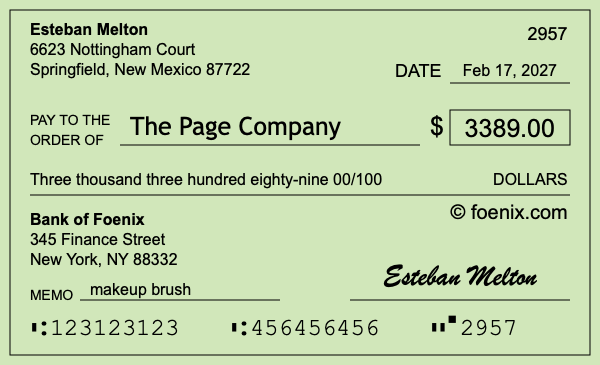 How to write a check for $3,389