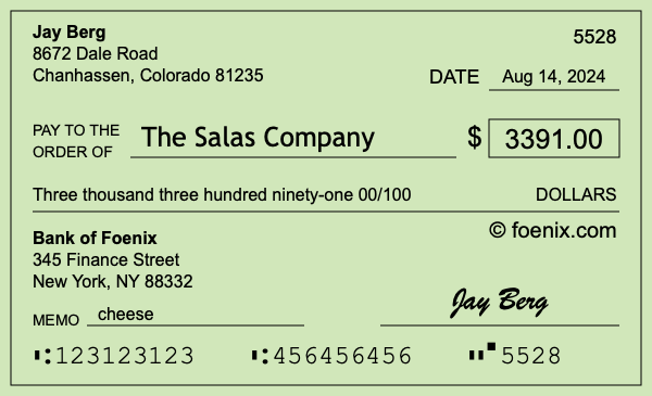 How to write a check for $3,391