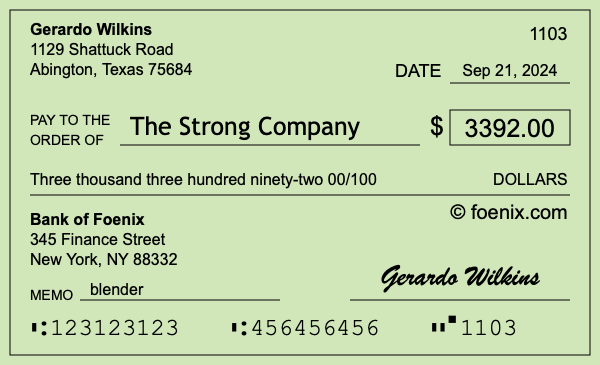 How to write a check for $3,392