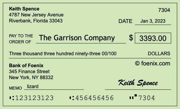 How to write a check for $3,393