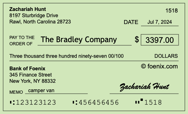 How to write a check for $3,397