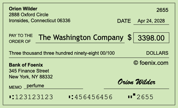 How to write a check for $3,398