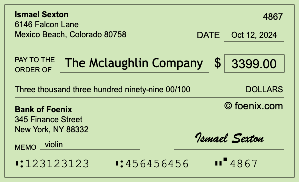 How to write a check for $3,399