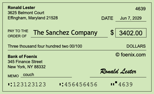 How to write a check for $3,402