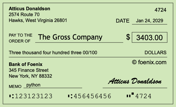 How to write a check for $3,403
