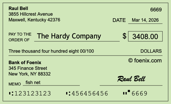 How to write a check for $3,408