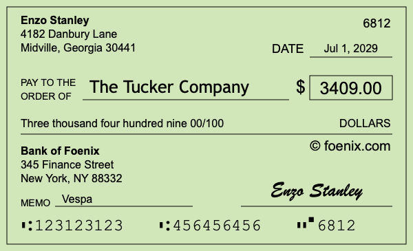 How to write a check for $3,409