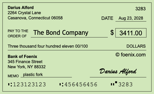 How to write a check for $3,411