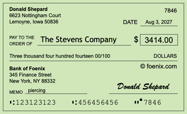 How to write a check for $3,414