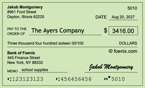 How to write a check for $3,416