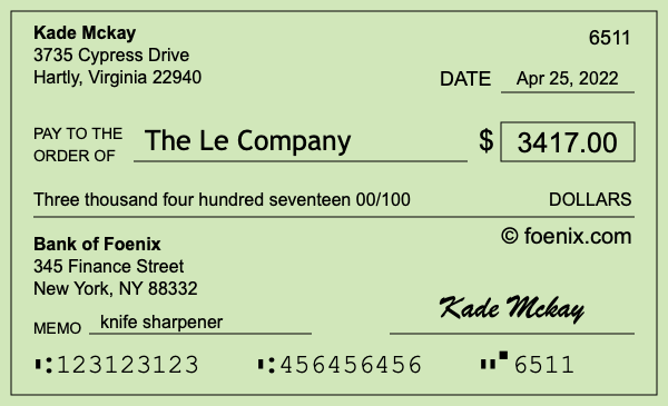 How to write a check for $3,417