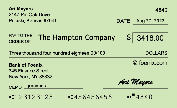 How to write a check for $3,418