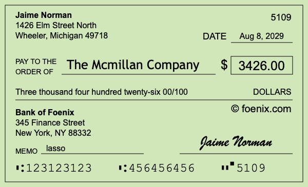 How to write a check for $3,426