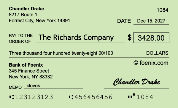 How to write a check for $3,428