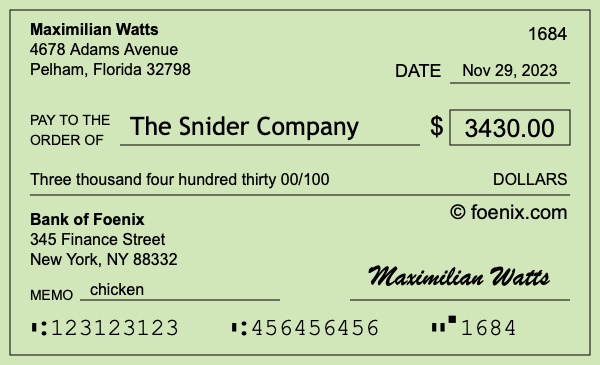How to write a check for $3,430