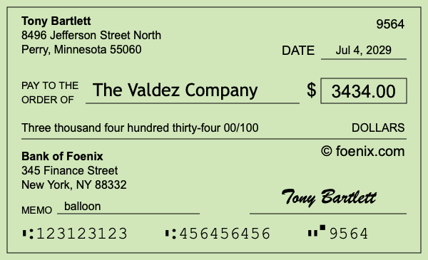How to write a check for $3,434