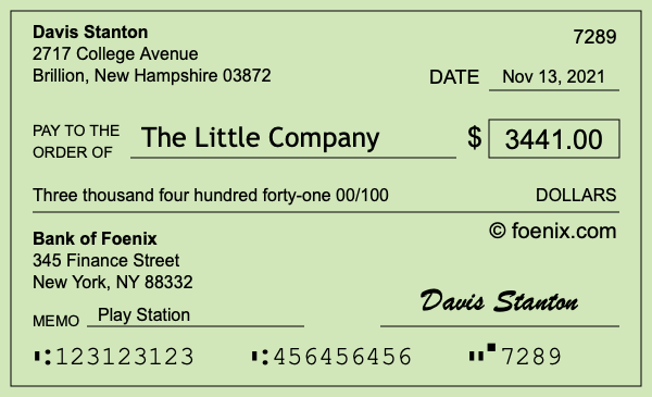 How to write a check for $3,441