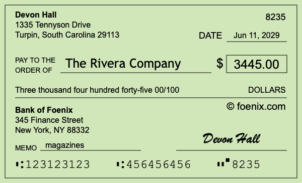How to write a check for $3,445