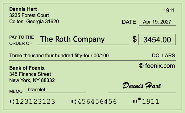 How to write a check for $3,454