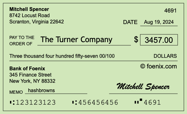 How to write a check for $3,457
