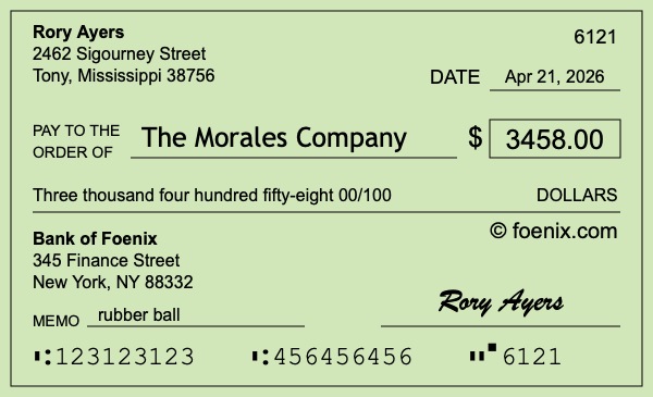 How to write a check for $3,458