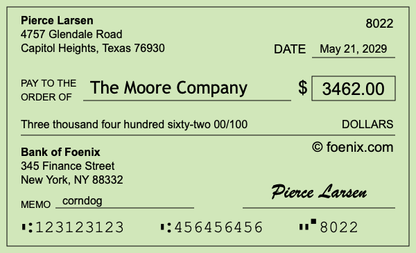 How to write a check for $3,462