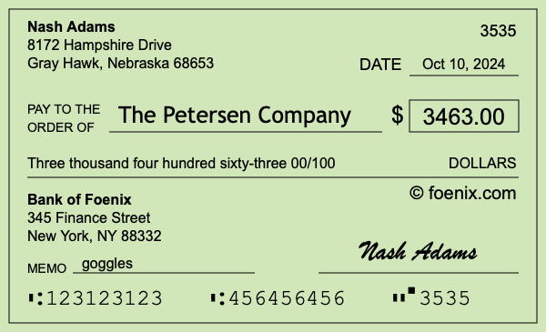 How to write a check for $3,463