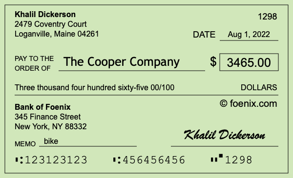 How to write a check for $3,465