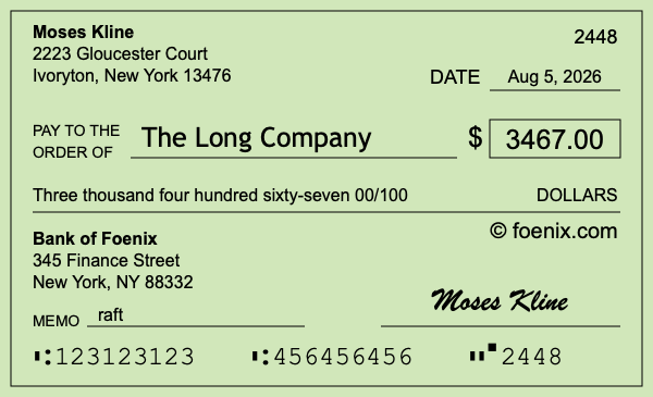 How to write a check for $3,467