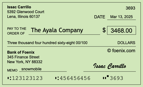 How to write a check for $3,468