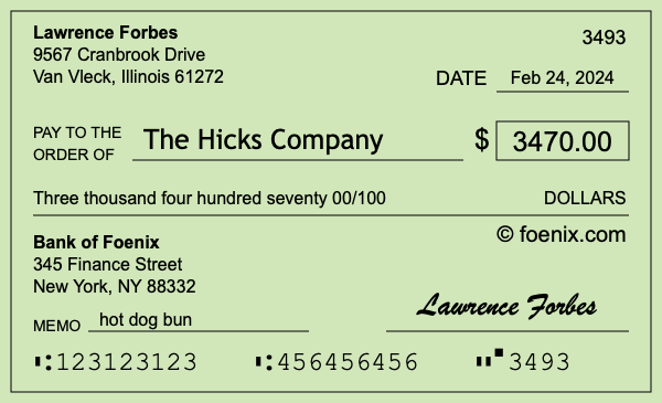 How to write a check for $3,470