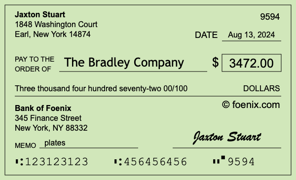 How to write a check for $3,472