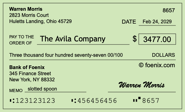 How to write a check for $3,477