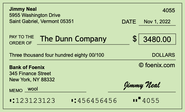 How to write a check for $3,480