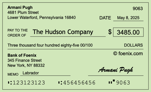 How to write a check for $3,485