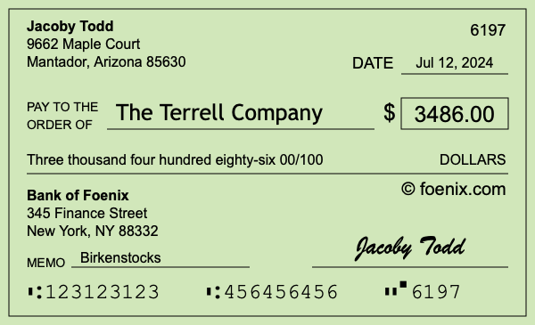 How to write a check for $3,486