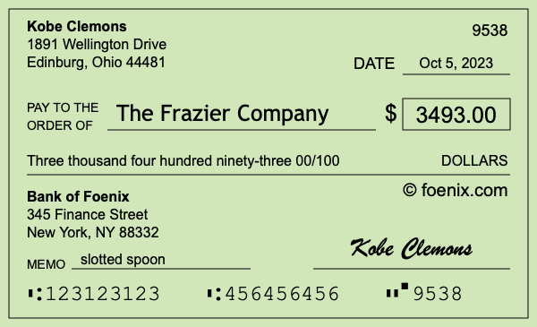 How to write a check for $3,493