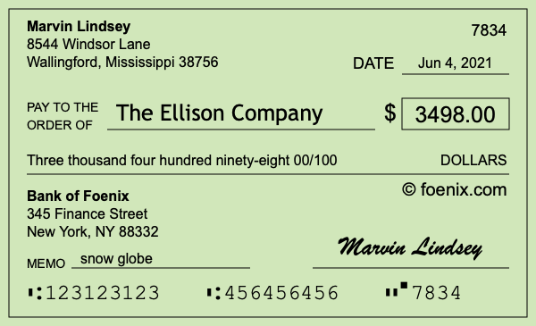 How to write a check for $3,498