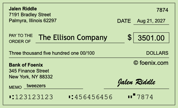 How to write a check for $3,501