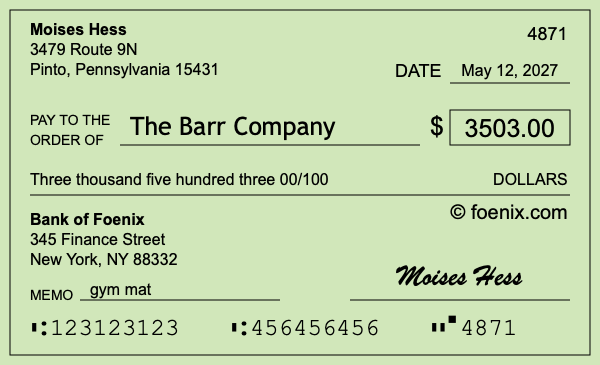 How to write a check for $3,503