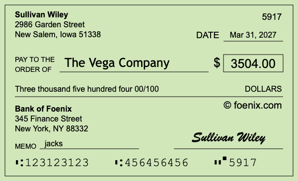 How to write a check for $3,504